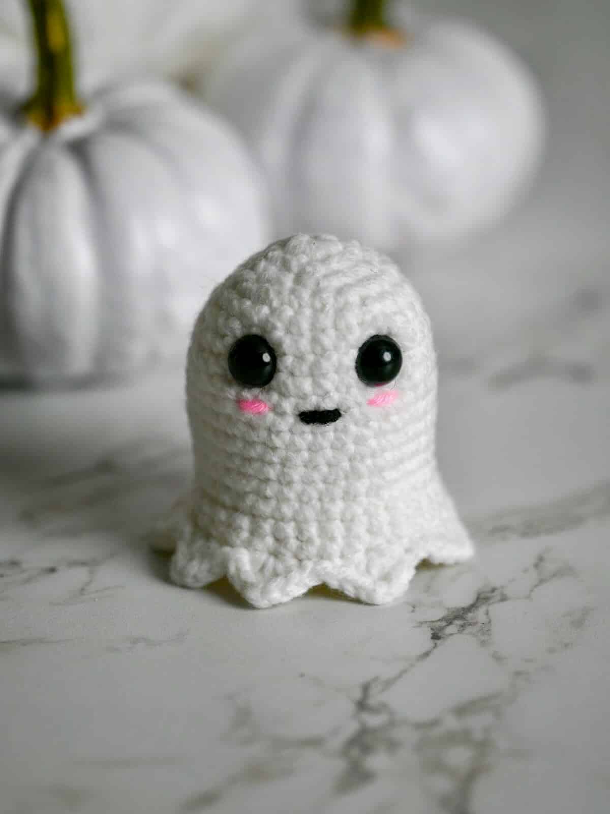 A cute little ghost amigurumi.