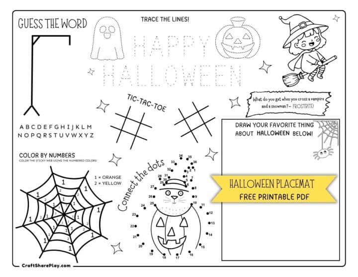 6 Free Printable Halloween Placemats for Kids - Craft · Share · Play