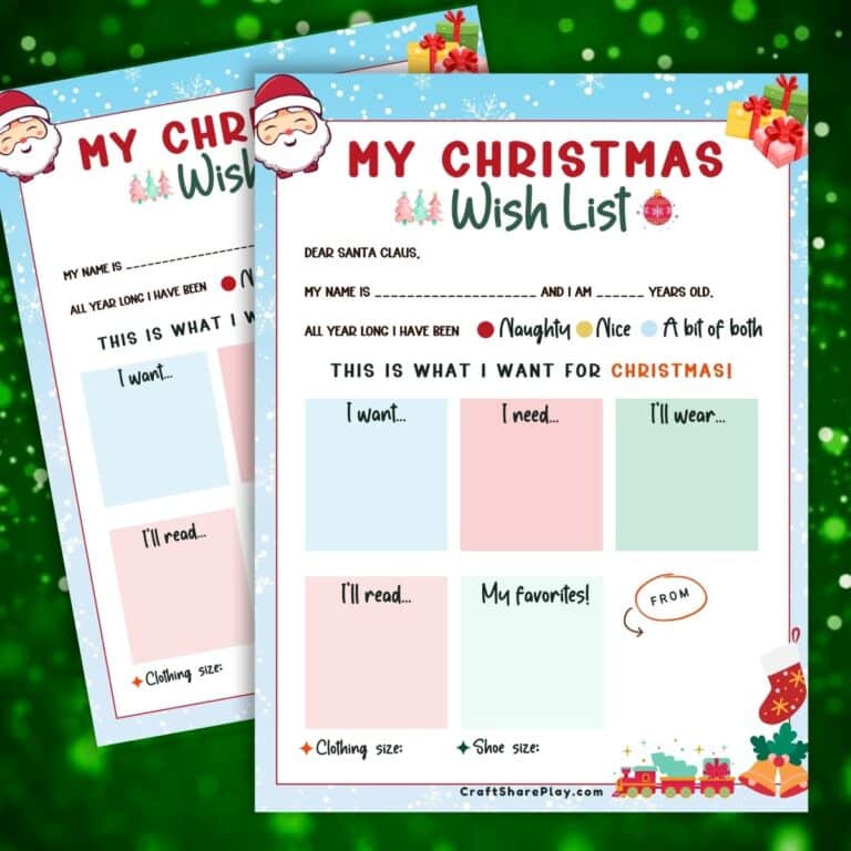 Cute Christmas Wish List Template Free Printable - Craft · Share · Play