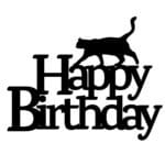 A happy birthday free topper design with a cat on top.