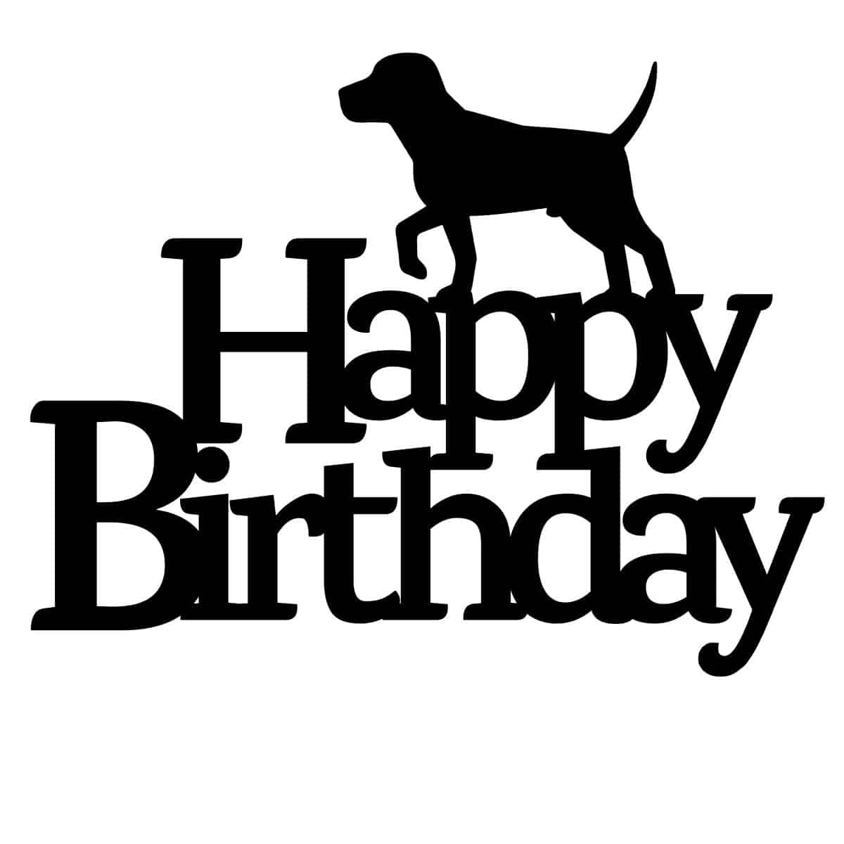 A happy birthday free topper design with a dog on top.