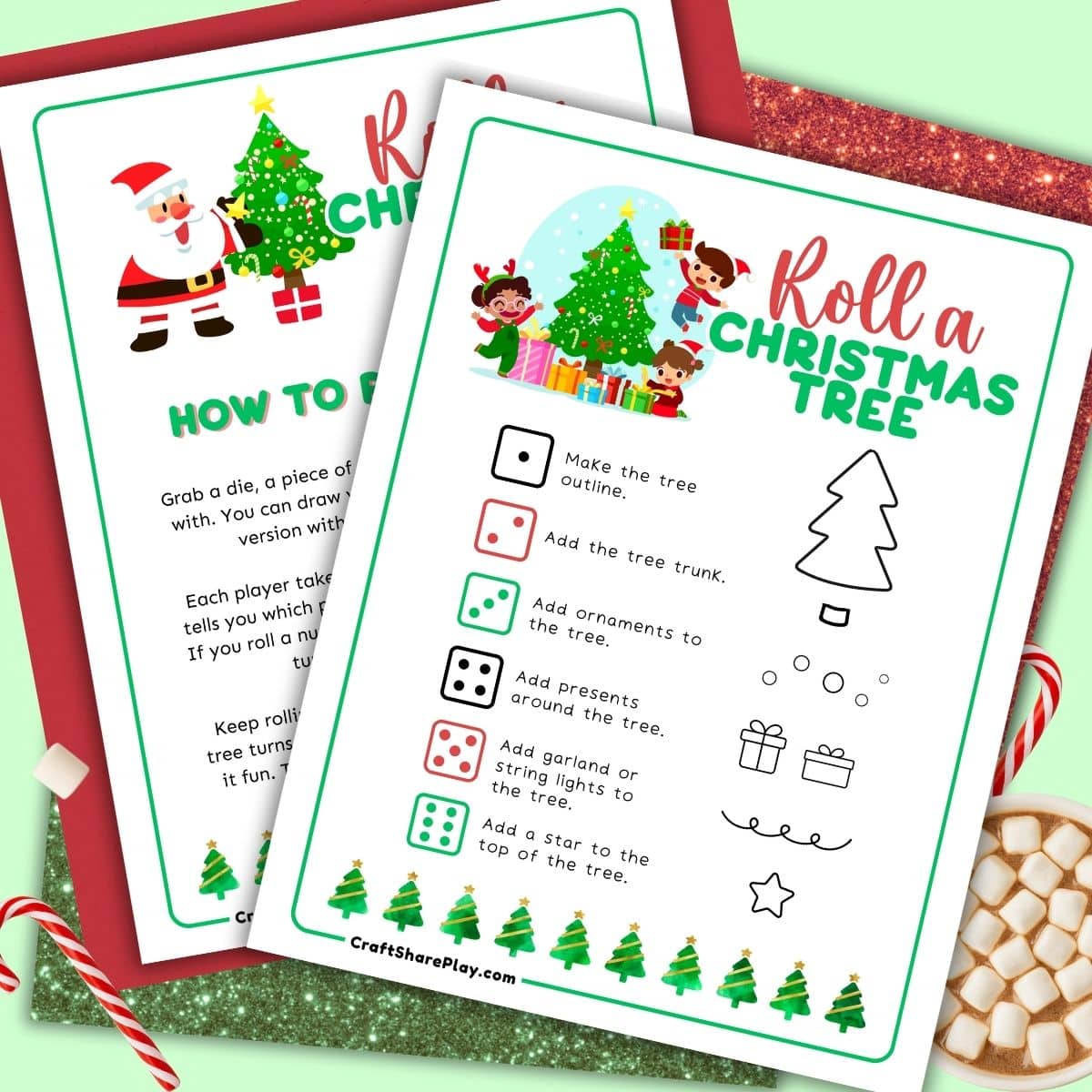roll a christmas tree free printable game roll a christmas tree free printable game for kids - craft · share